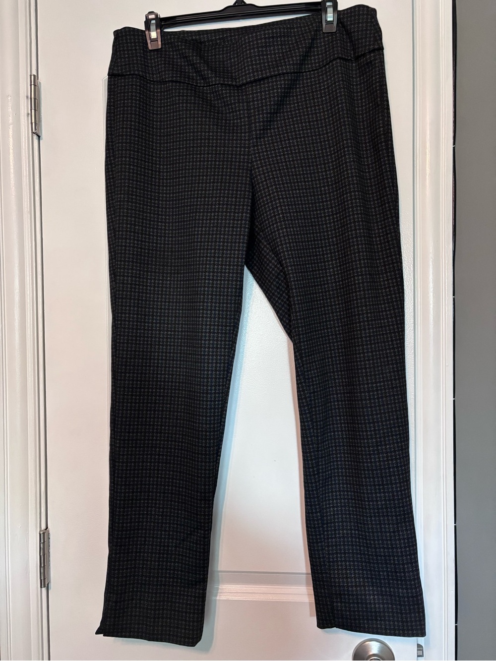 Zac and Rachel Black Micro-Check Straight Leg Pants Size Large